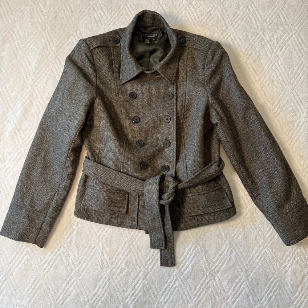 Equestrian Heritage J Peterman Moon Wool Silk Belted Military Jacket Womens 16